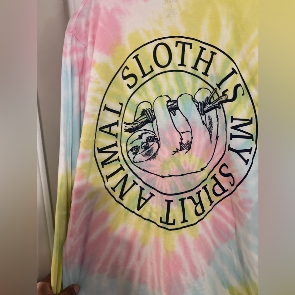 southern spirit sloth tie dye women’s pocket t-shirt small my spirit animal - Picture 4 of 4